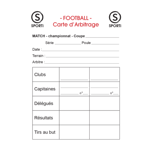 CARNET DE 15 CARTES SEULES D'ARBITRAGE FOOT