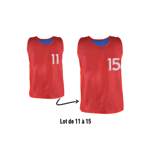 LOT DE 5 CHASUBLES RÉVERSIBLES NUMÉROTÉES (N° 11 À 15)
