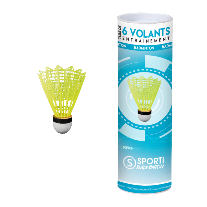 TUBE DE 6 VOLANTS ENTRAÎNEMENT JAUNE FLUO